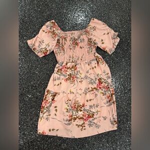 Women’s Pink Floral Large Polyester Short Sleeve Dress